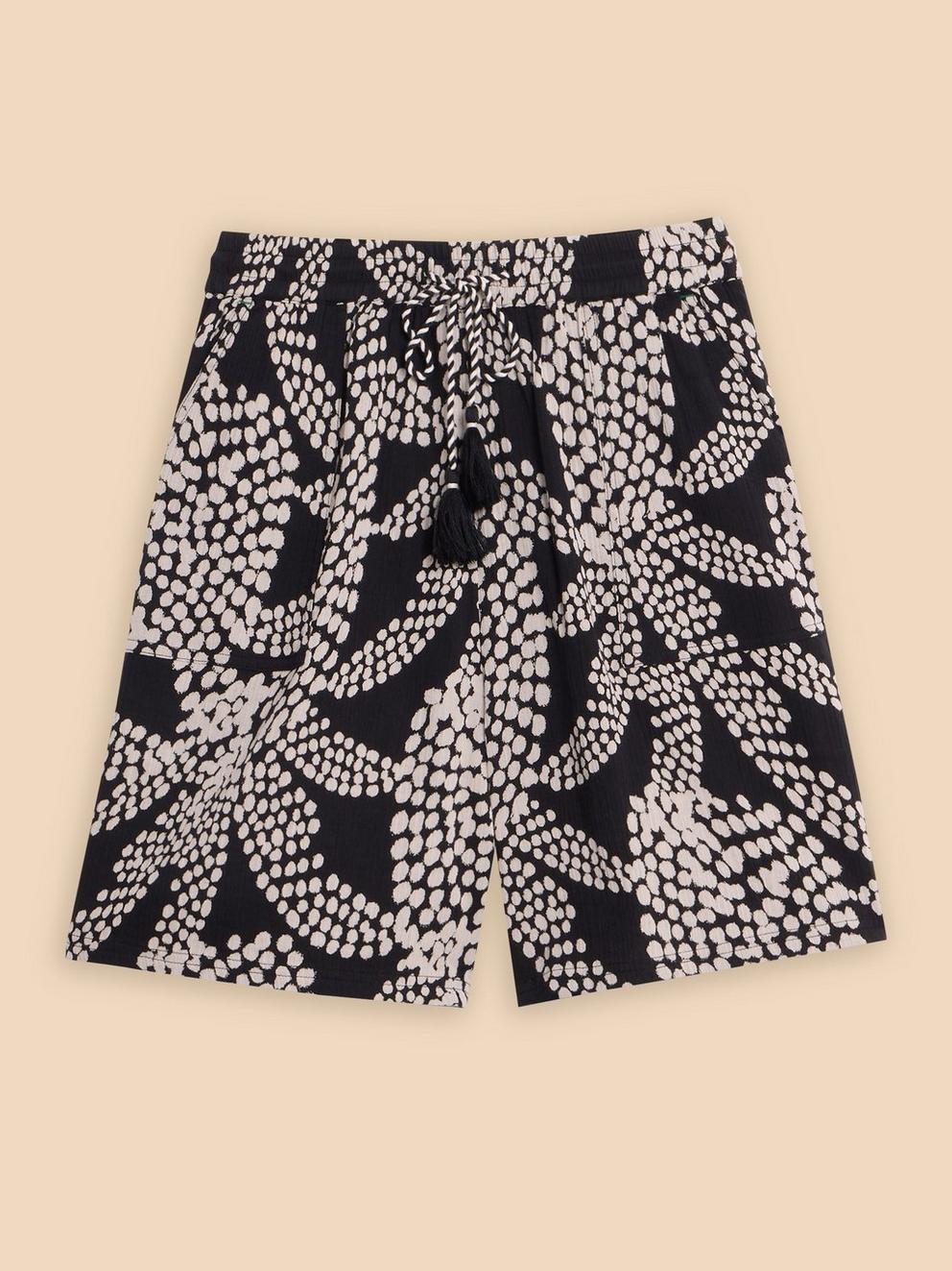 Bella Short in BLK MLT - FLAT FRONT