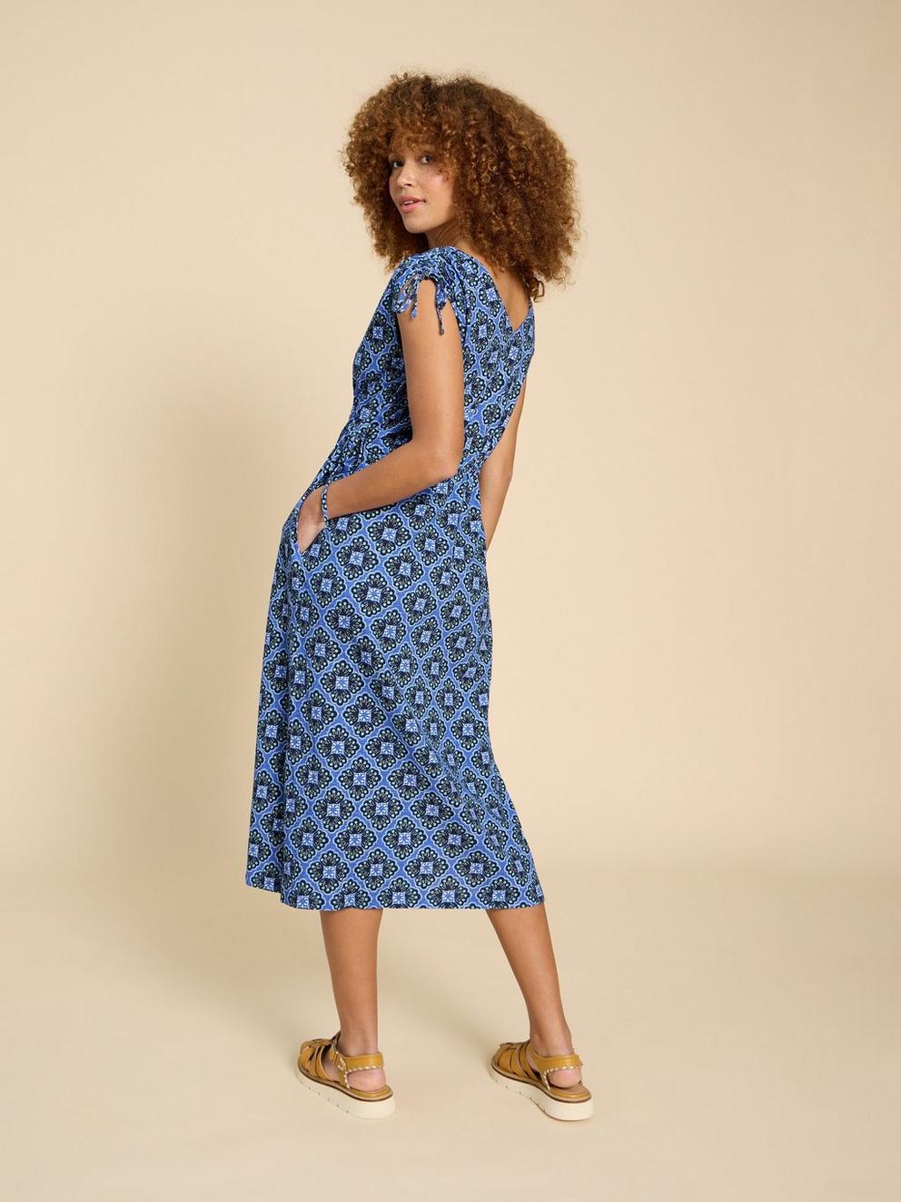 Freya Jersey Beach Dress in BLUE PR - MODEL BACK