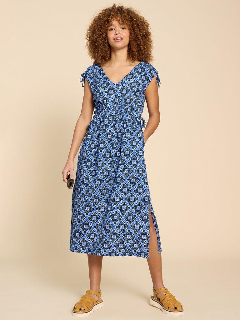 Freya Jersey Beach Dress in BLUE PRINT White Stuff