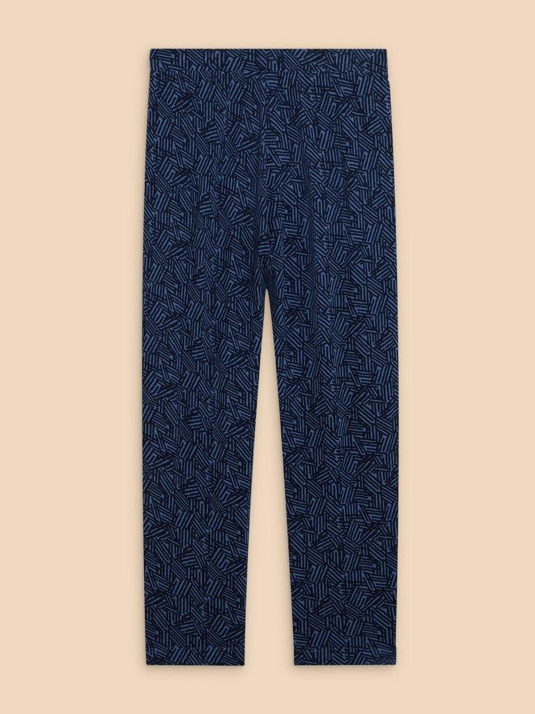 Maison Eco Vero Printed Jersey Trouser in NAVY PR - FLAT BACK