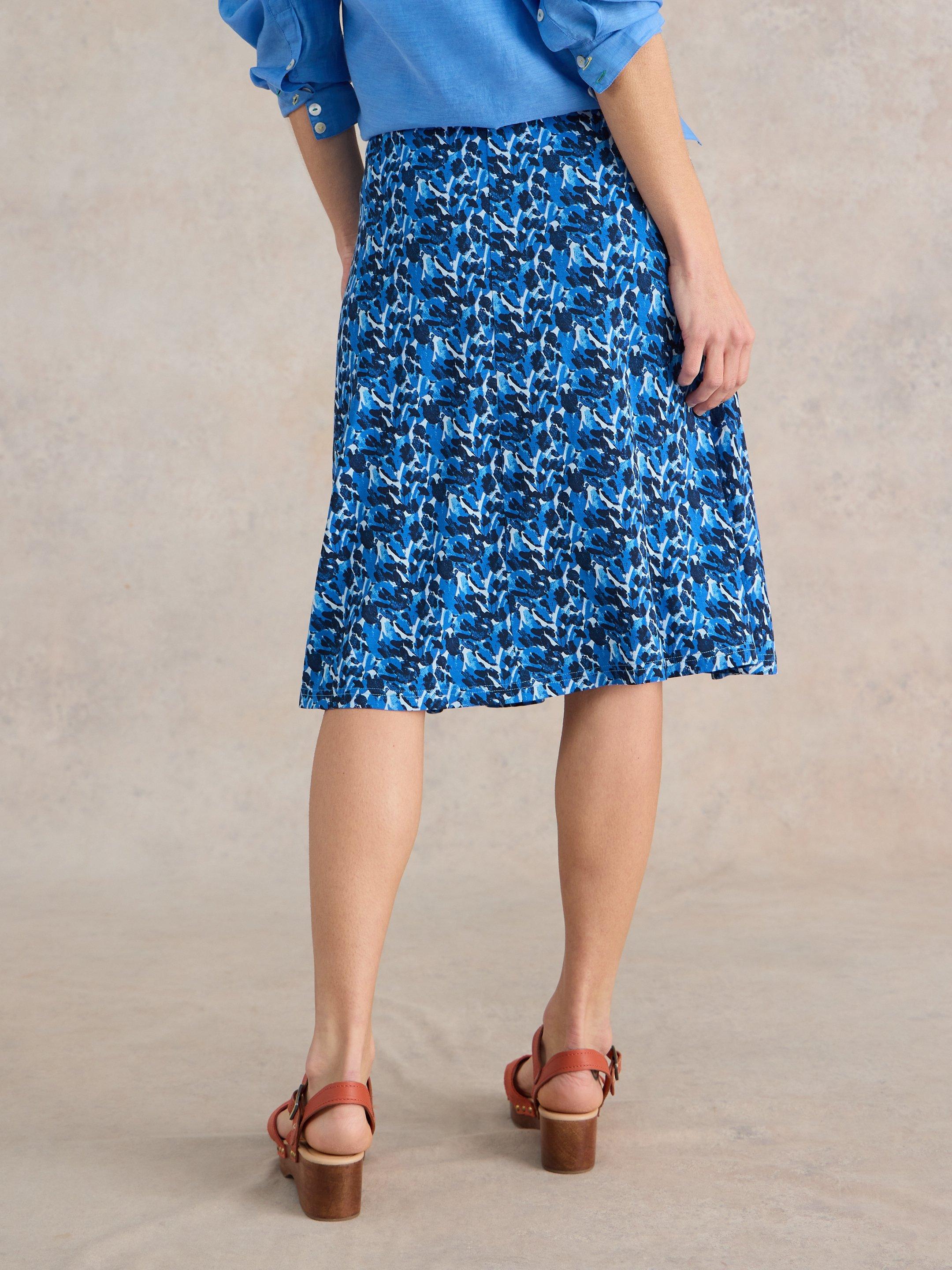 Jade Eco Vero Jersey Skirt in BLUE PR - MODEL BACK