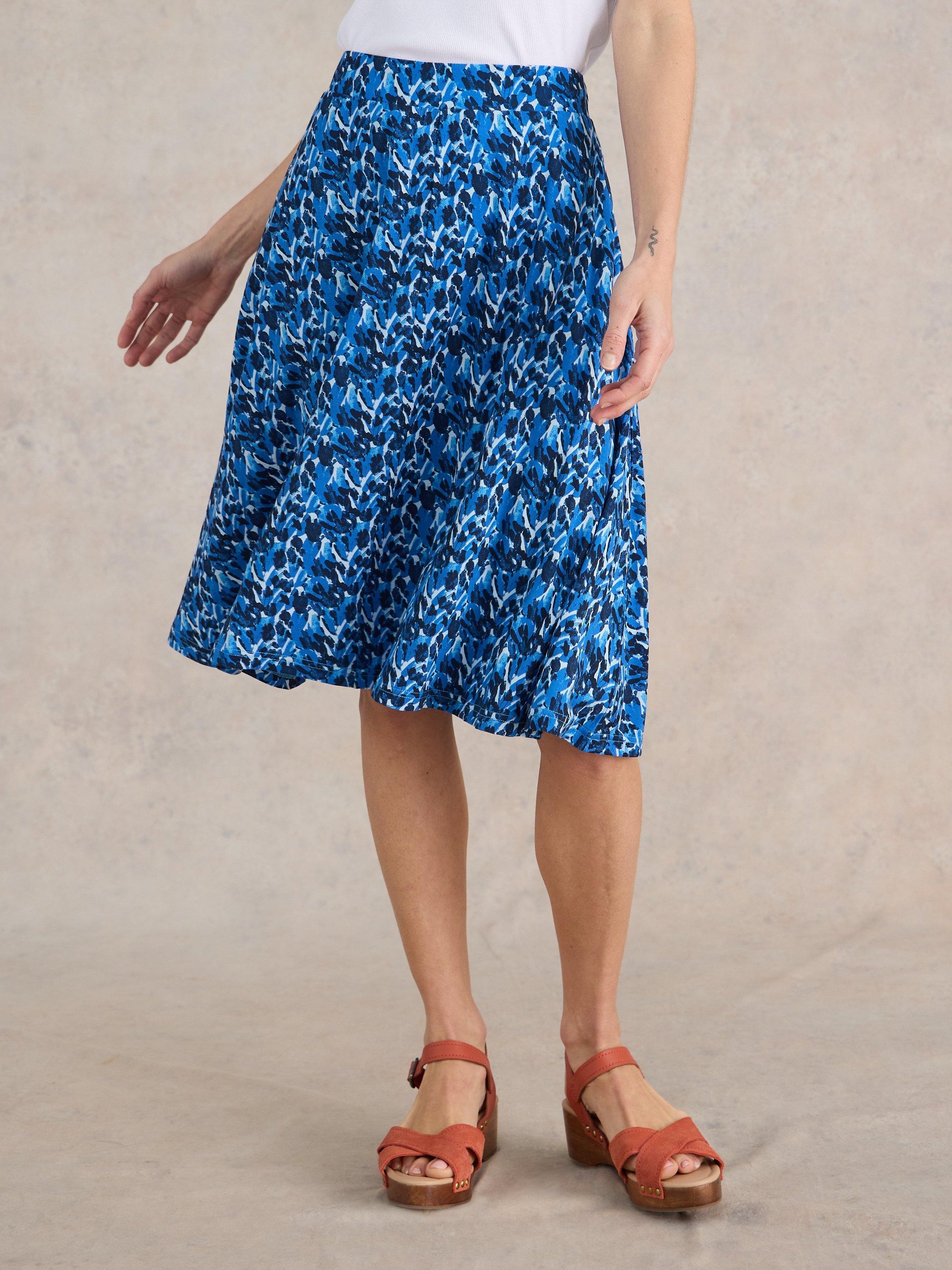 Jade Eco Vero Jersey Skirt in BLUE PR - MODEL DETAIL