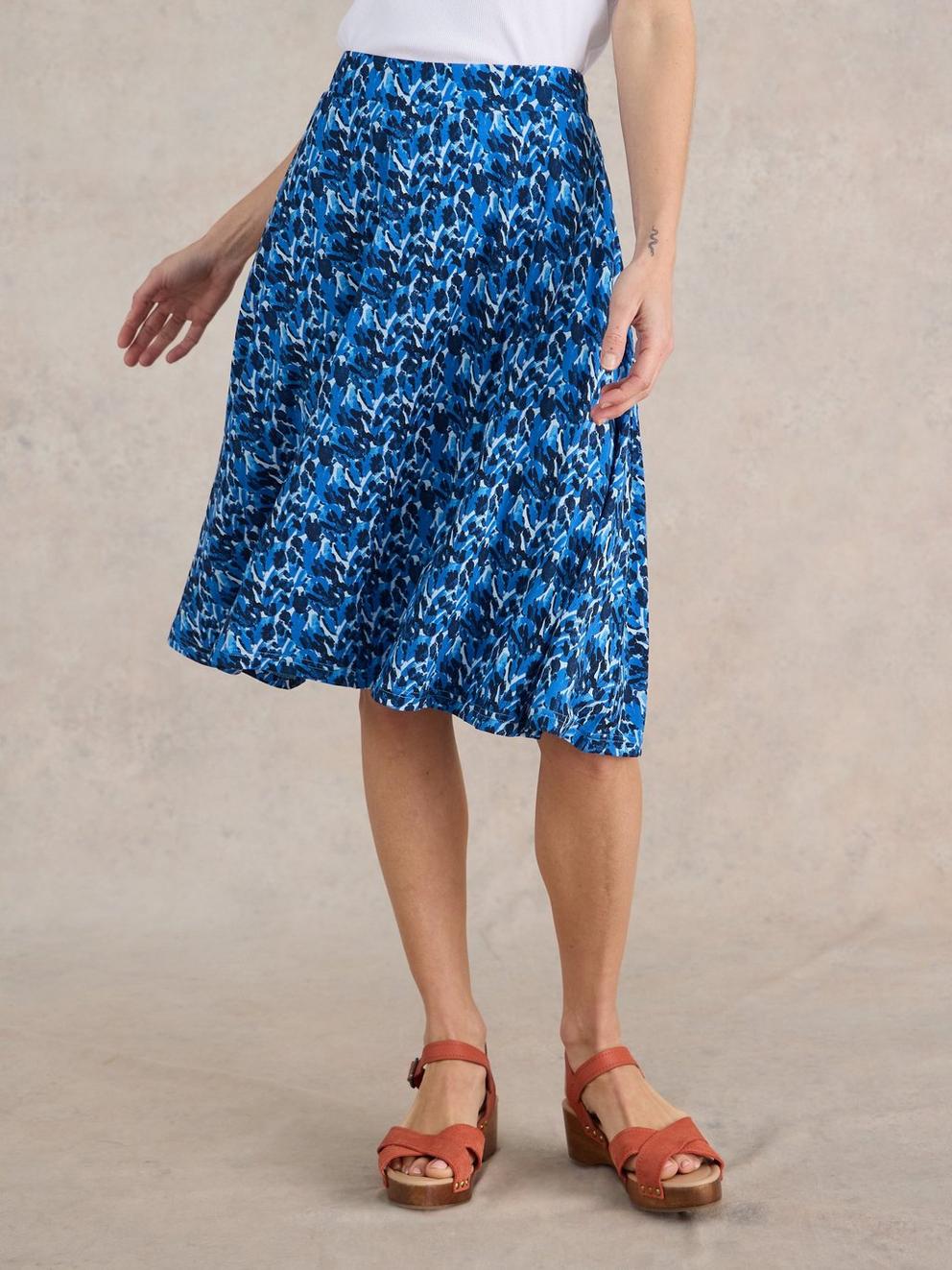 Jade Eco Vero Jersey Skirt in BLUE PR - MODEL DETAIL