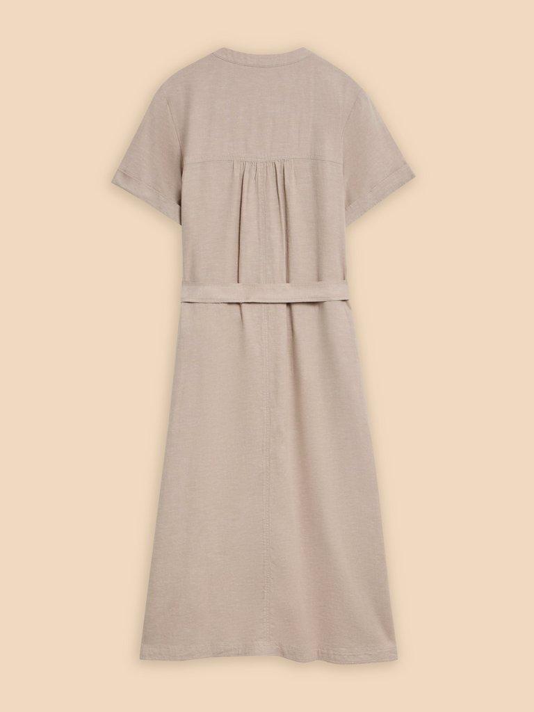 Hazel Linen Blend Shirt Dress in LGT NAT - FLAT BACK