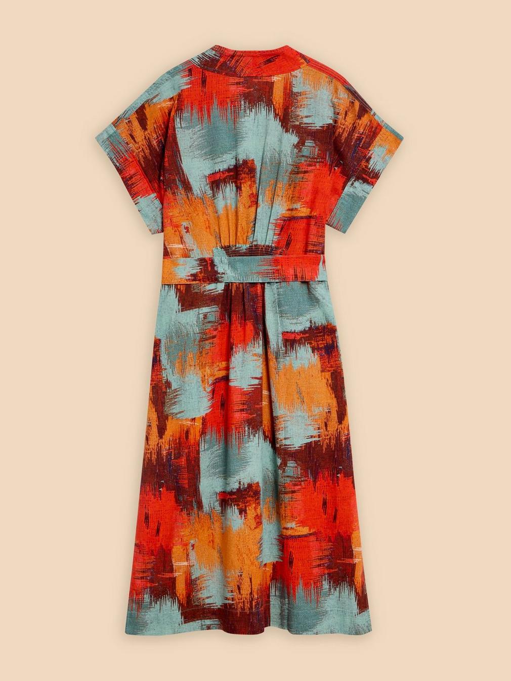 Marianne Linen Blend Dress in ORANGE PR - FLAT BACK