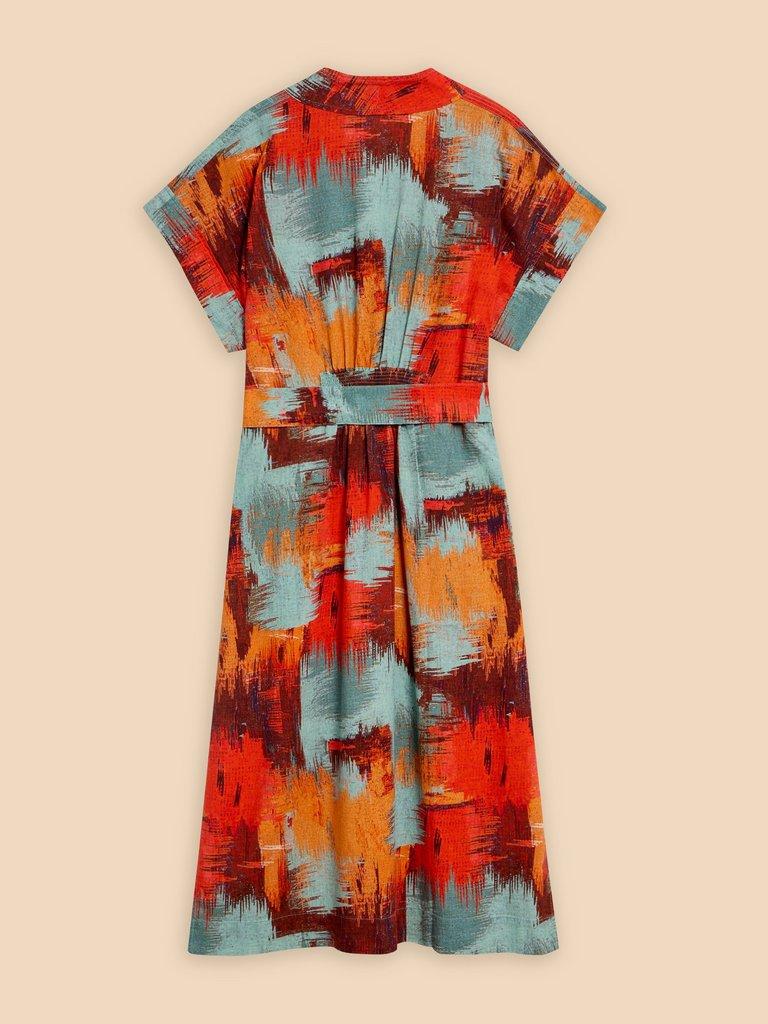 Marianne Linen Blend Dress in ORANGE PR - FLAT BACK