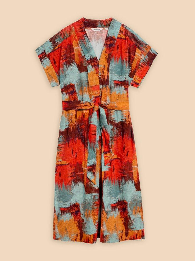 Marianne Linen Blend Dress in ORANGE PR - FLAT FRONT