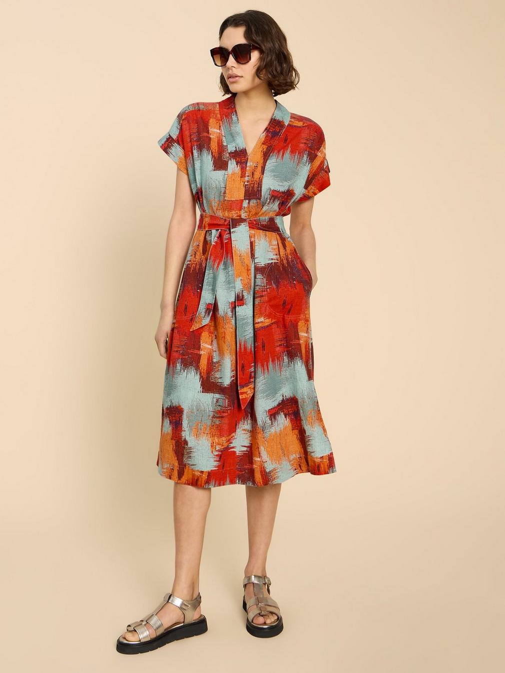 Marianne Linen Blend Dress in ORANGE PR - LIFESTYLE