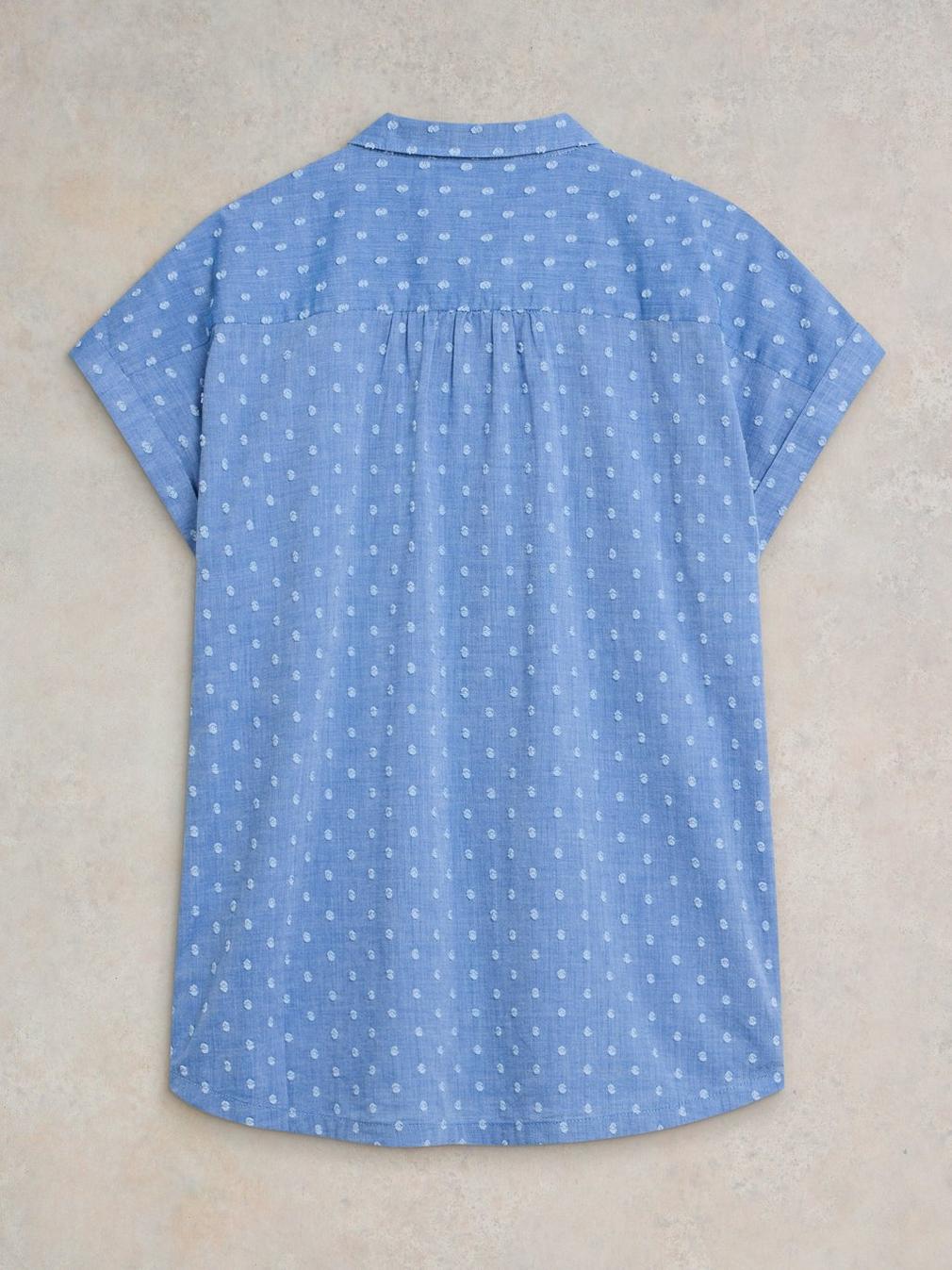 Ellie Organic Cotton Shirt in BLUE MLT - FLAT BACK