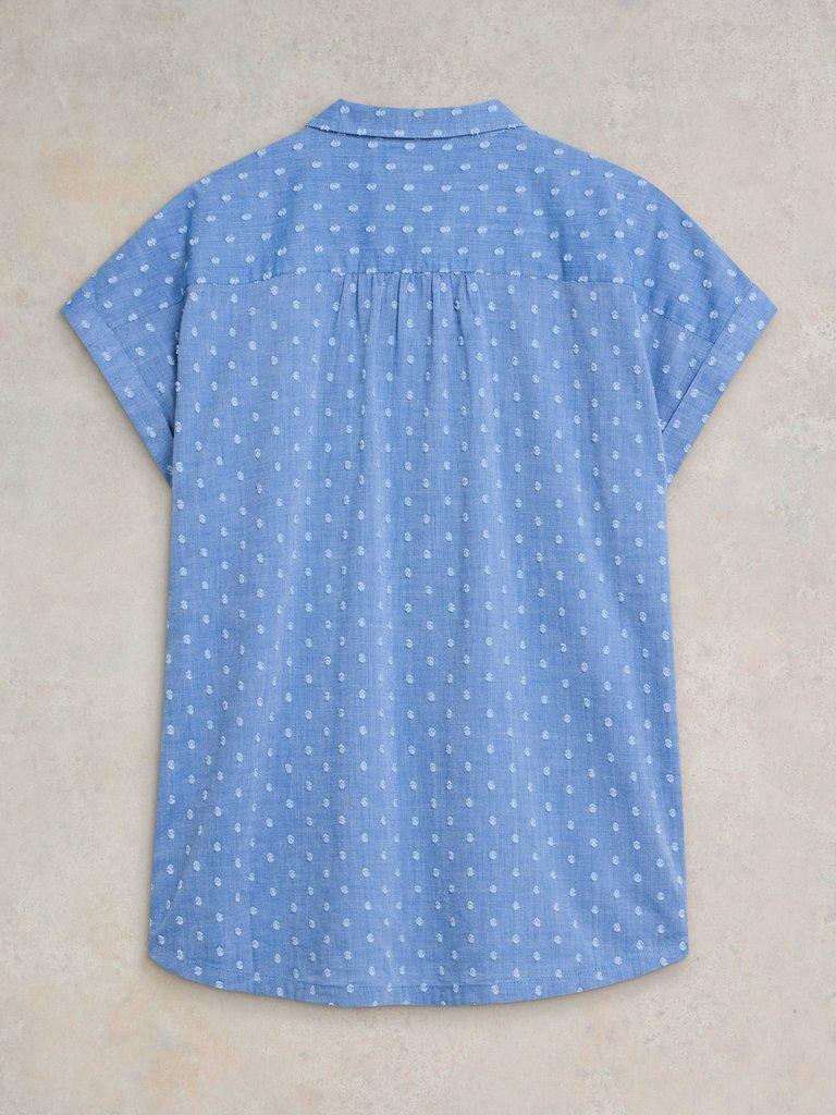 Ellie Organic Cotton Shirt in BLUE MLT - FLAT BACK