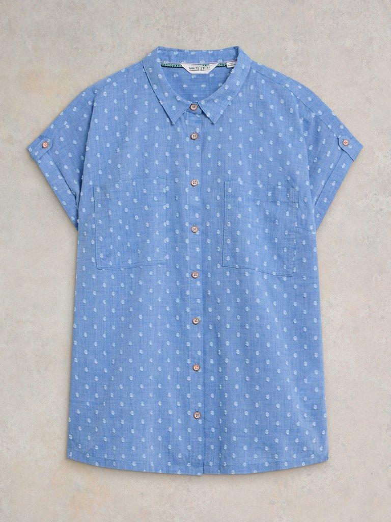 Ellie Organic Cotton Shirt in BLUE MLT - FLAT FRONT