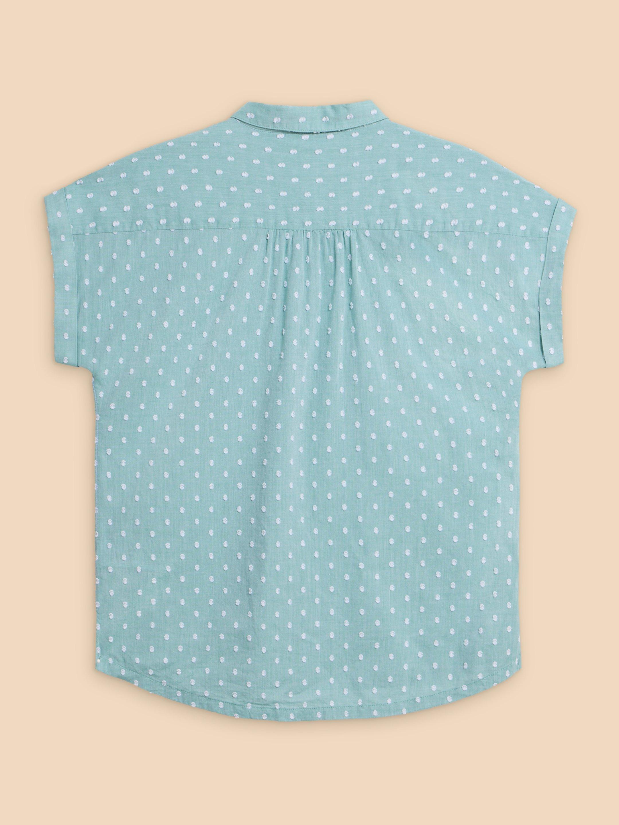 Ellie Organic Cotton Shirt in GREEN MLT - FLAT BACK