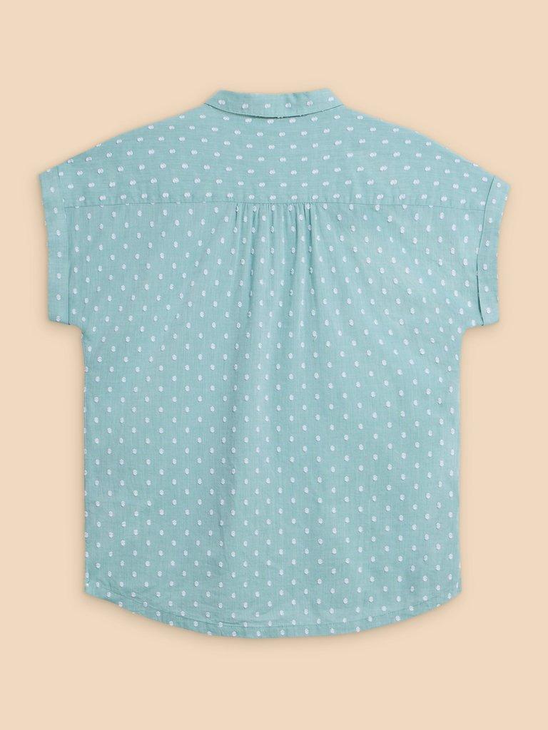 Ellie Organic Cotton Shirt in GREEN MLT - FLAT BACK