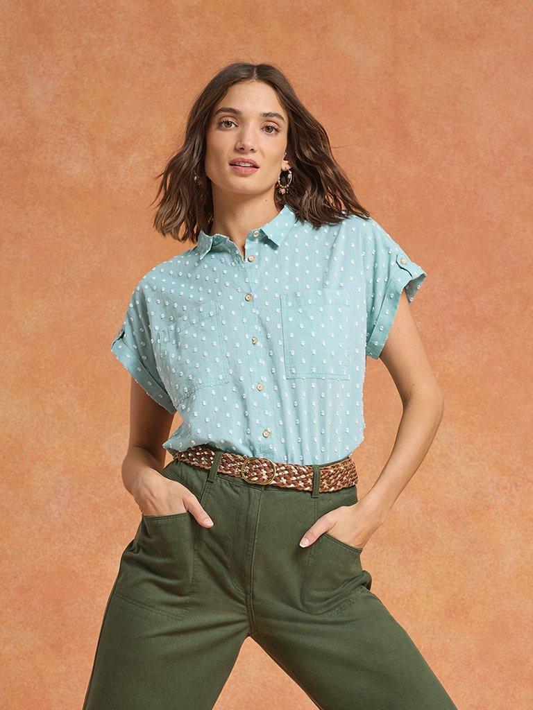 Ellie Organic Cotton Shirt in GREEN MLT - MIXED