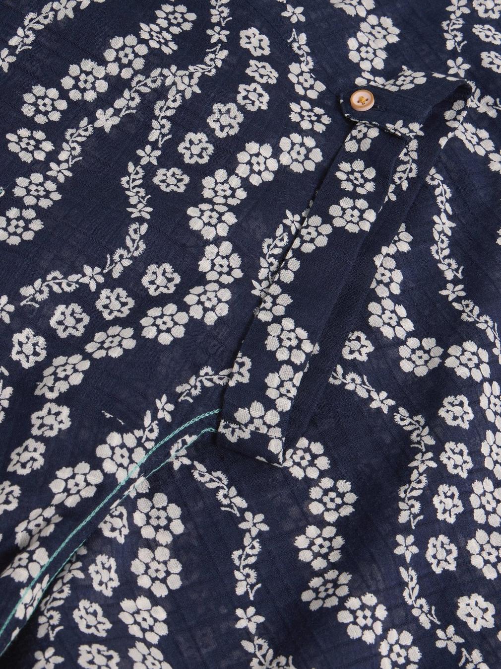 Ellie Organic Cotton Shirt in NAVY PR - FLAT DETAIL