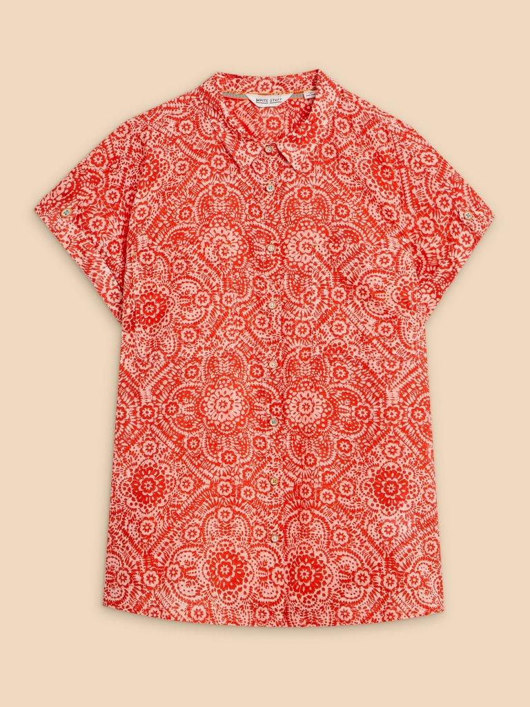 Ellie Organic Cotton Shirt in ORANGE PR - FLAT FRONT