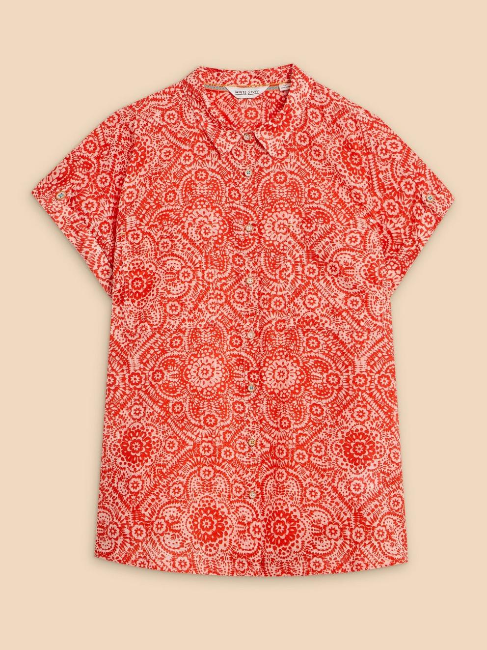 Ellie Organic Cotton Shirt in ORANGE PR - FLAT FRONT