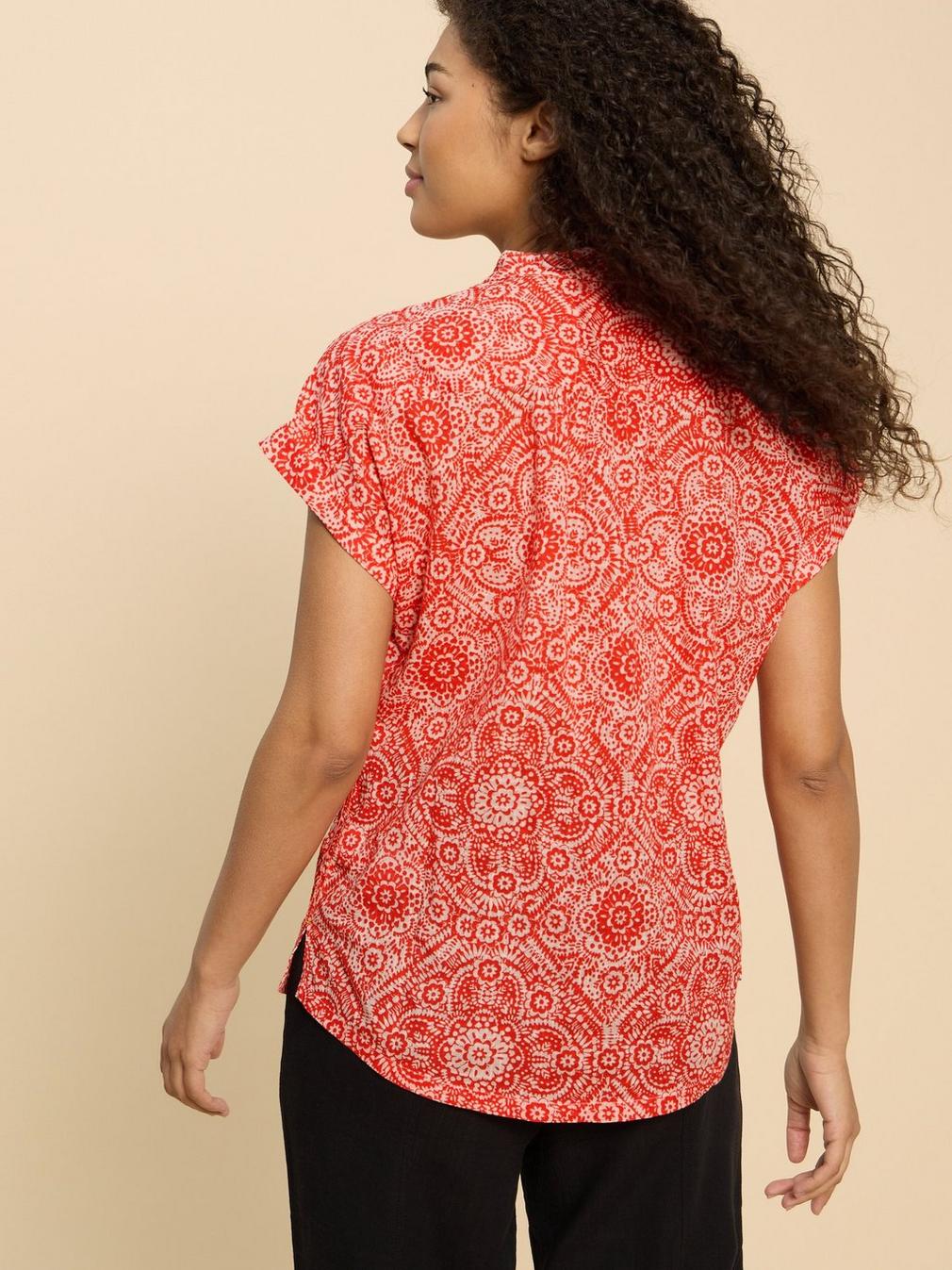 Ellie Organic Cotton Shirt in ORANGE PR - MODEL BACK