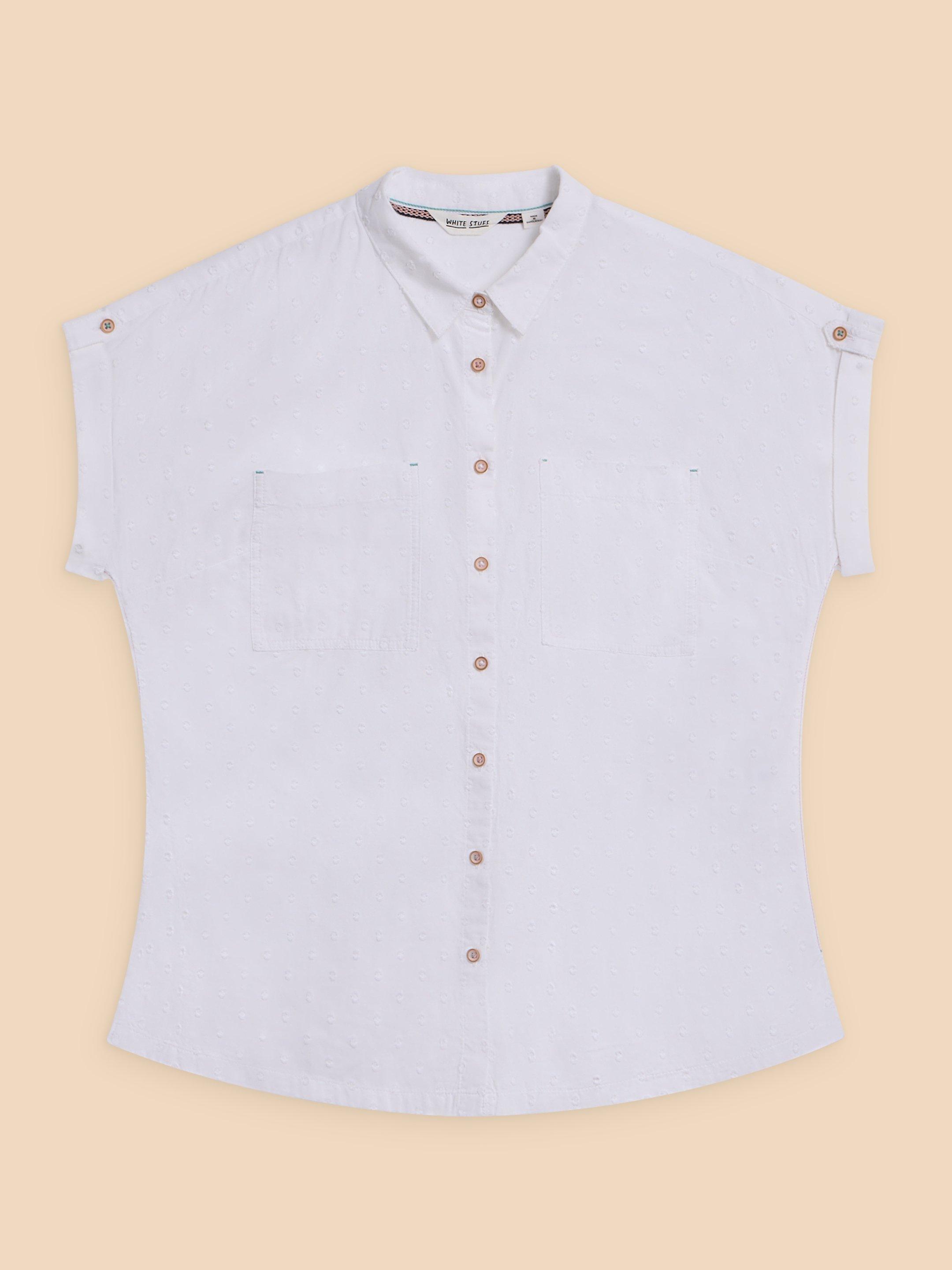 Ellie Organic Cotton Shirt in PALE IVORY - FLAT FRONT