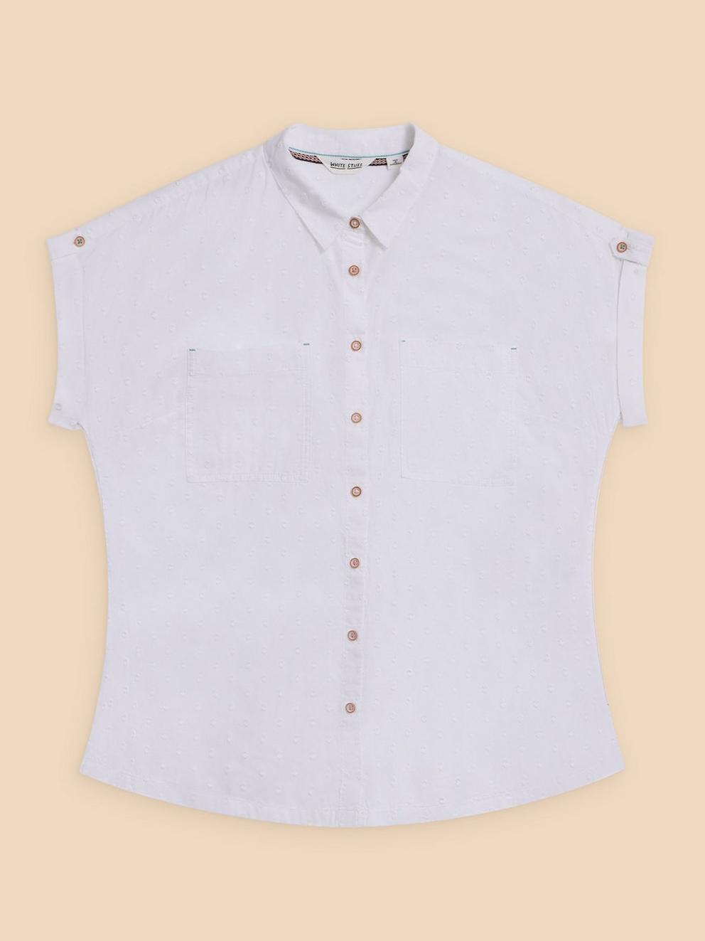 Ellie Organic Cotton Shirt in PALE IVORY - FLAT FRONT