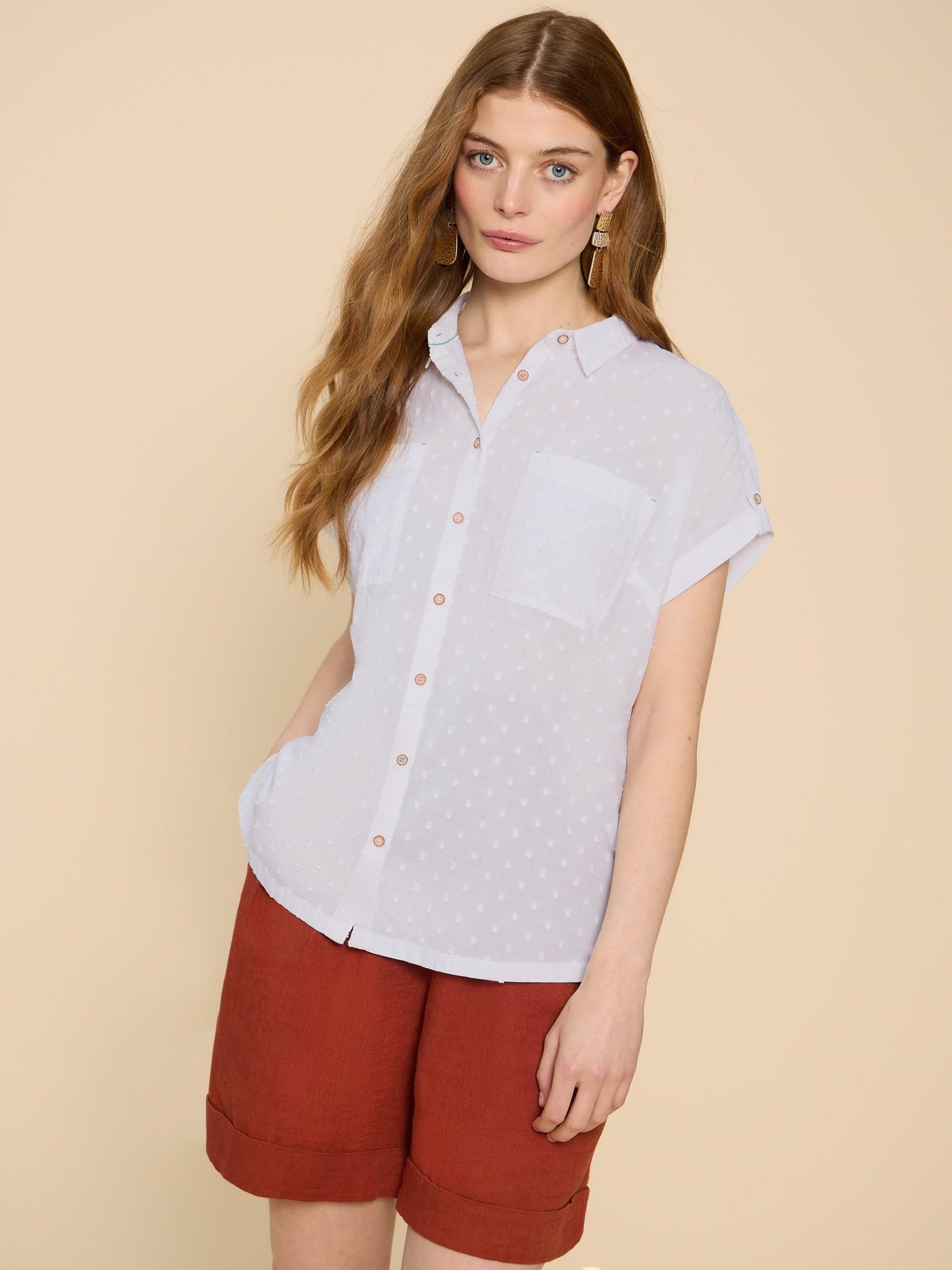 Ellie Organic Cotton Shirt in PALE IVORY - LIFESTYLE