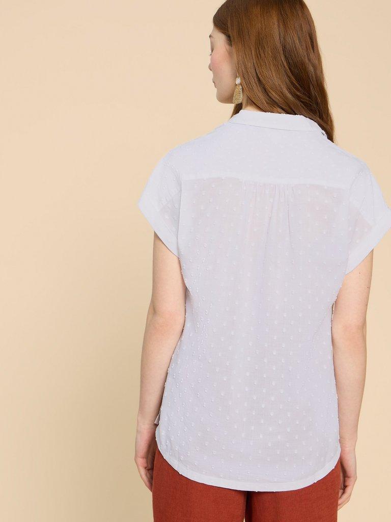 Ellie Organic Cotton Shirt in PALE IVORY - MODEL BACK