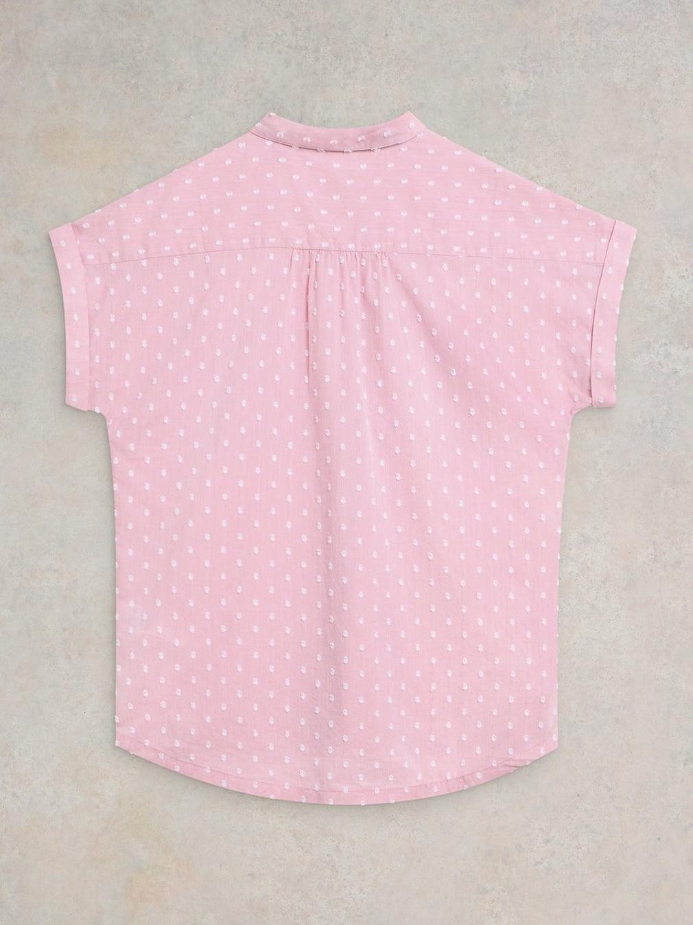 Ellie Organic Cotton Shirt in PINK MLT - FLAT BACK