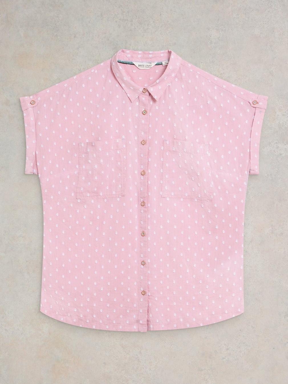 Ellie Organic Cotton Shirt in PINK MLT - FLAT FRONT