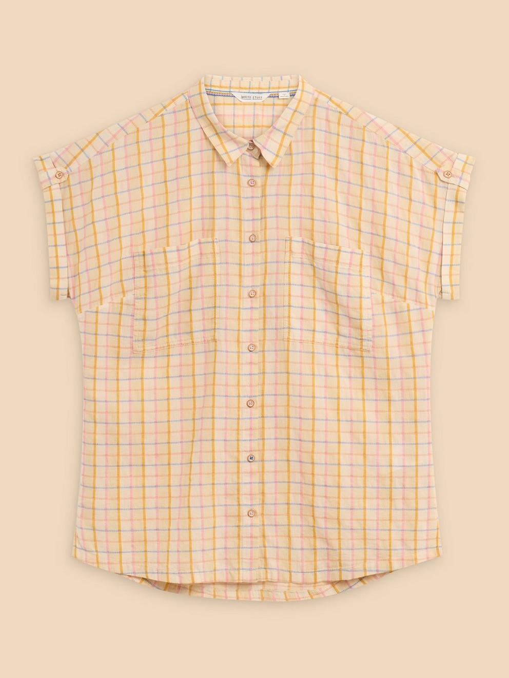 Ellie Check Shirt in NAT MLT - FLAT FRONT