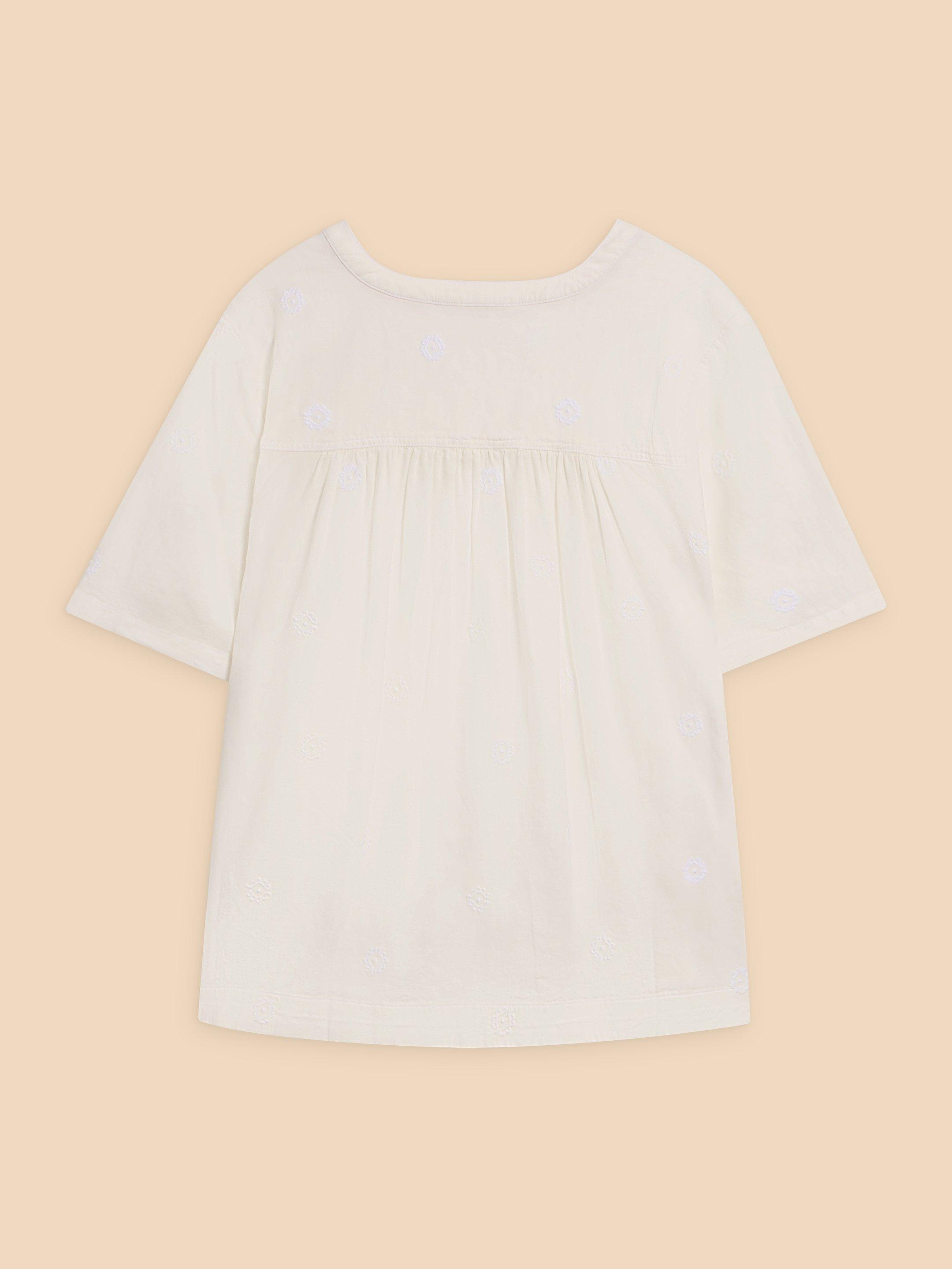 Elodie Linen Blend Top in NAT WHITE - FLAT BACK