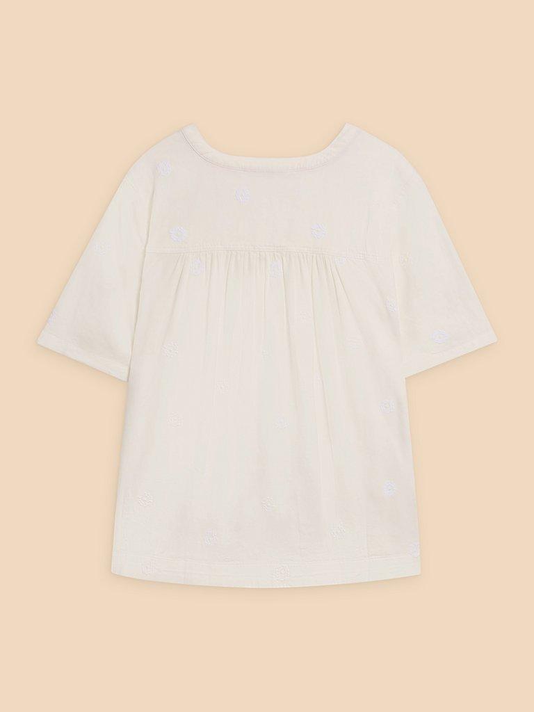 Elodie Linen Blend Top in NAT WHITE - FLAT BACK