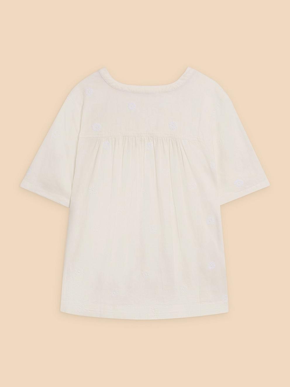 Elodie Linen Blend Top in NAT WHITE - FLAT BACK