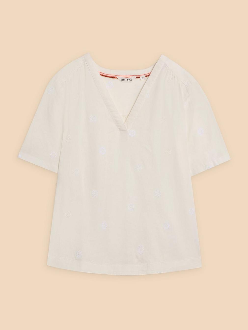 Elodie Linen Blend Top in NAT WHITE - FLAT FRONT