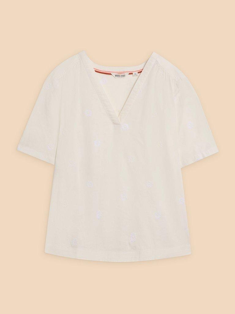 Elodie Linen Blend Top in NAT WHITE - FLAT FRONT