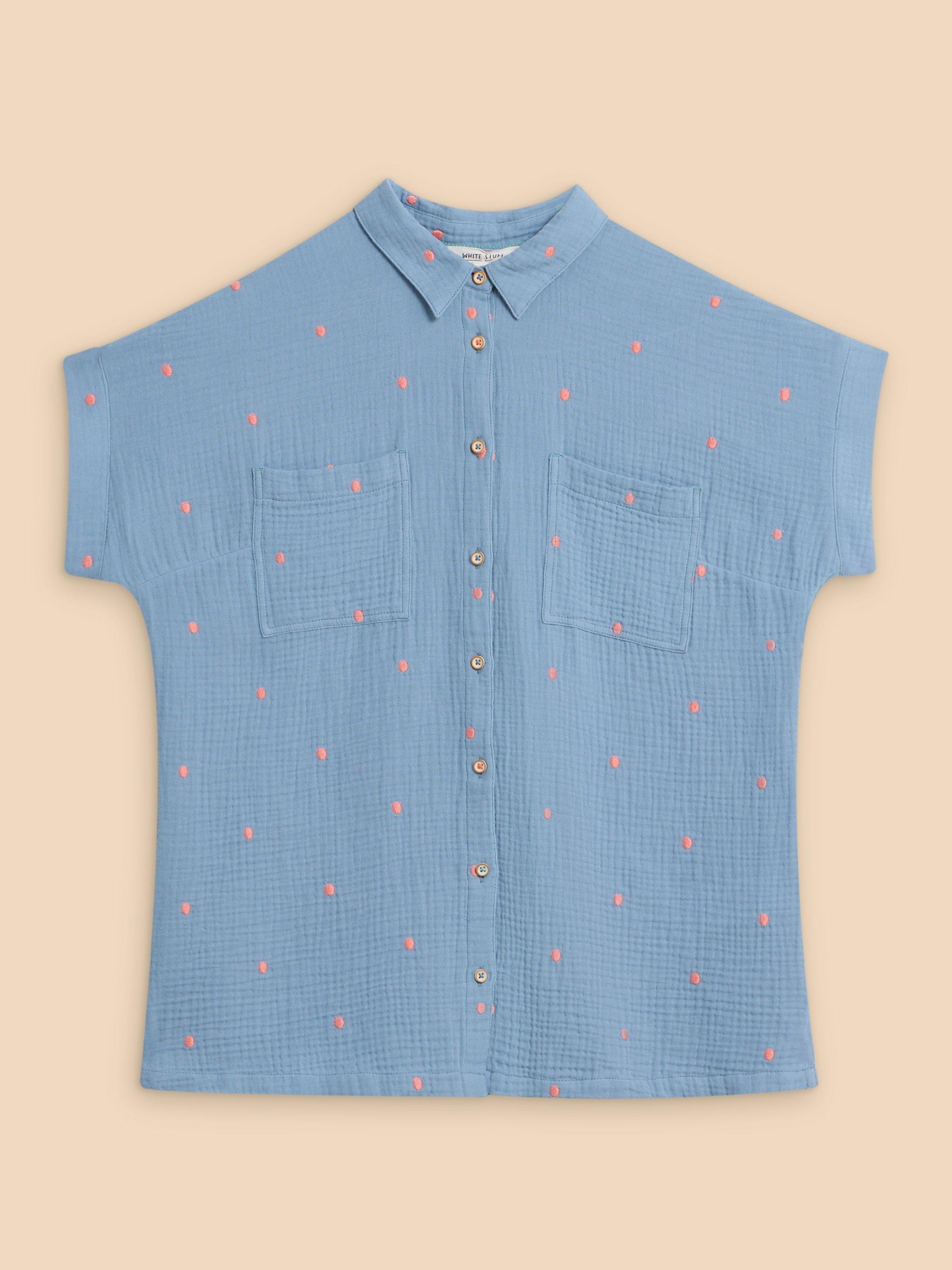 Emma Double Cloth Shirt in BLUE MLT - FLAT FRONT