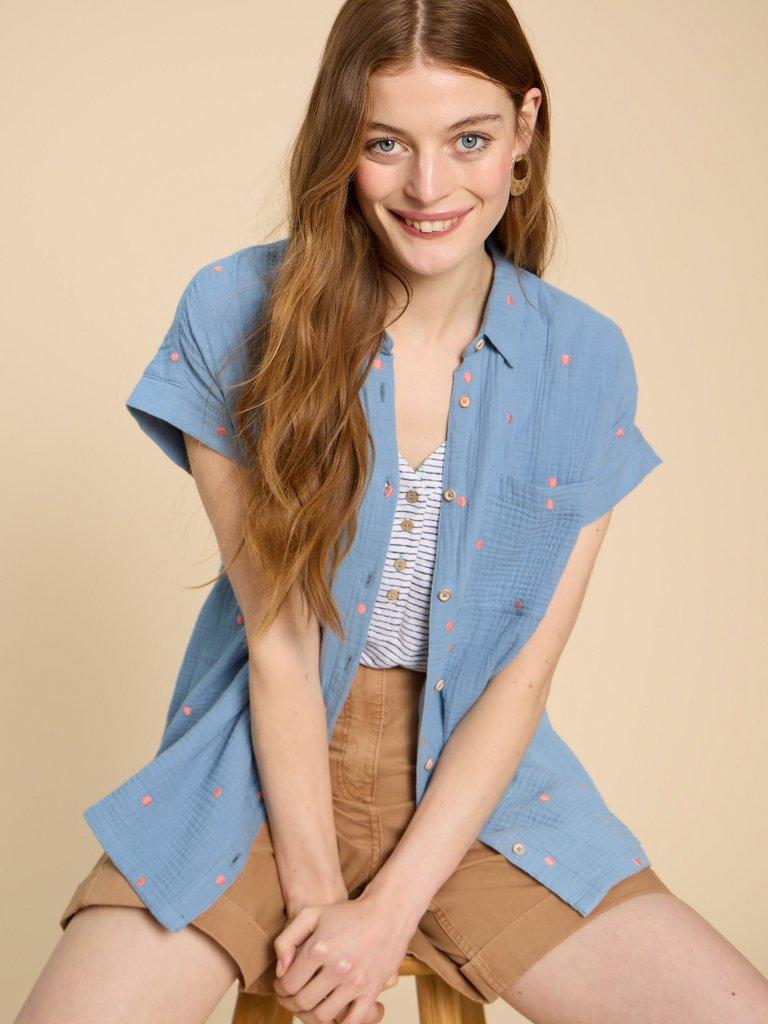 Emma Double Cloth Shirt in BLUE MLT - LIFESTYLE
