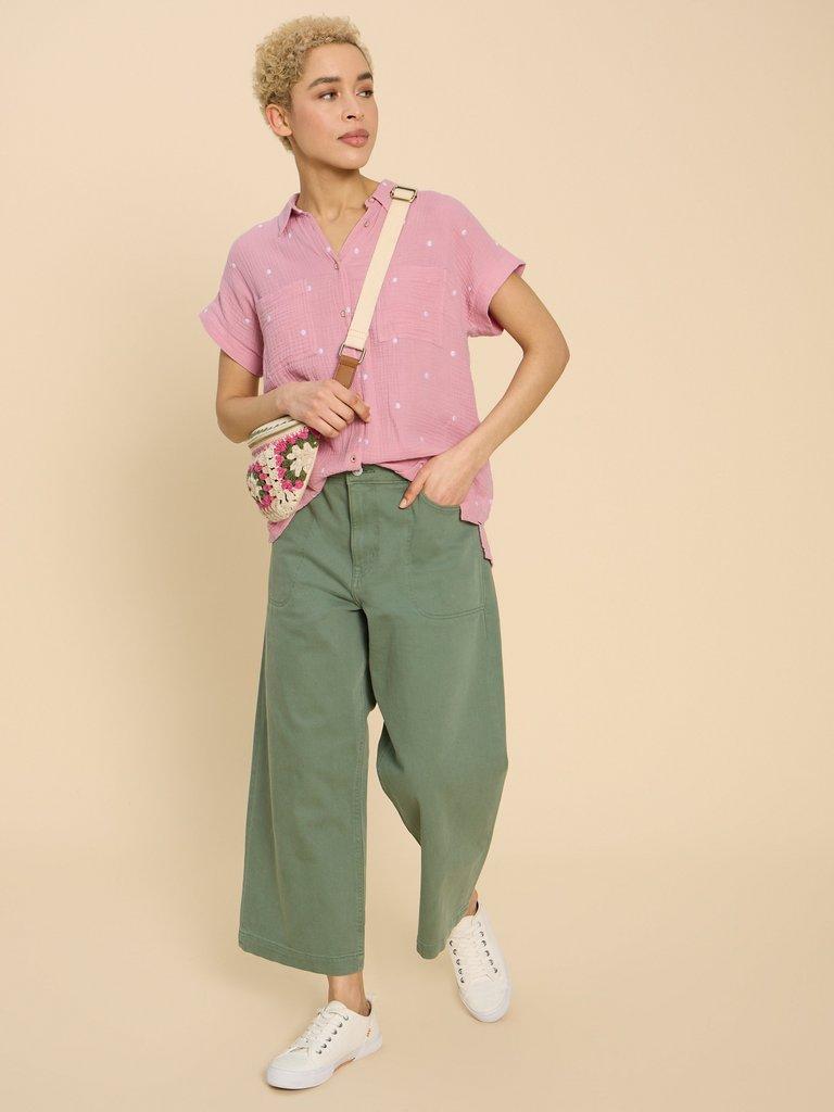 Emma Double Cloth Shirt in PINK MLT - MODEL FRONT