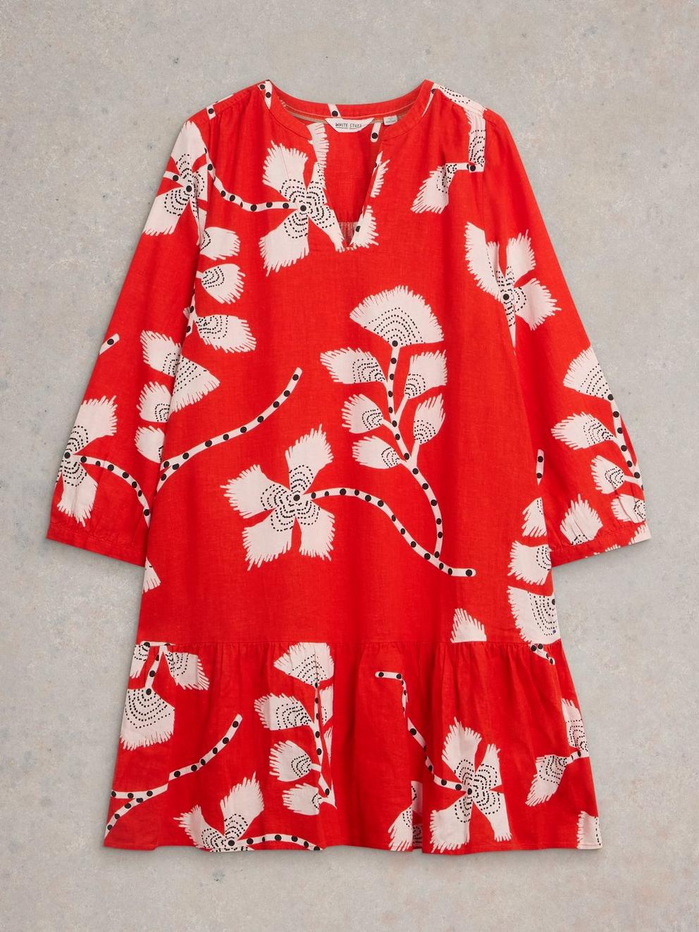 Otto Dress Linen Blend in ORANGE PR - FLAT FRONT