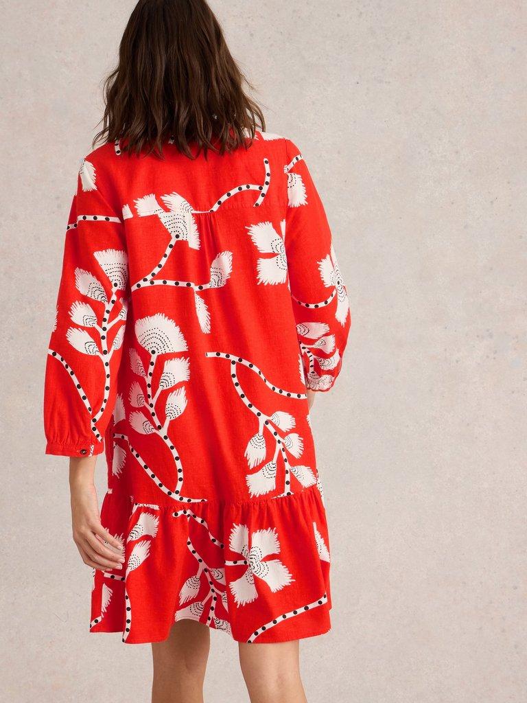 Otto Dress Linen Blend in ORANGE PR - MODEL BACK