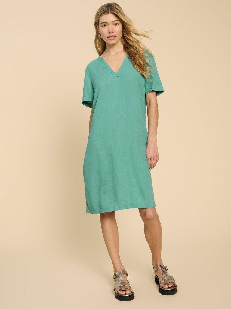 Lydia Shift Dress in MID TEAL - LIFESTYLE