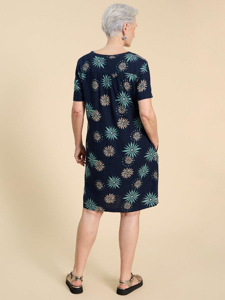 Lydia Shift Dress in NAVY PR - MODEL BACK