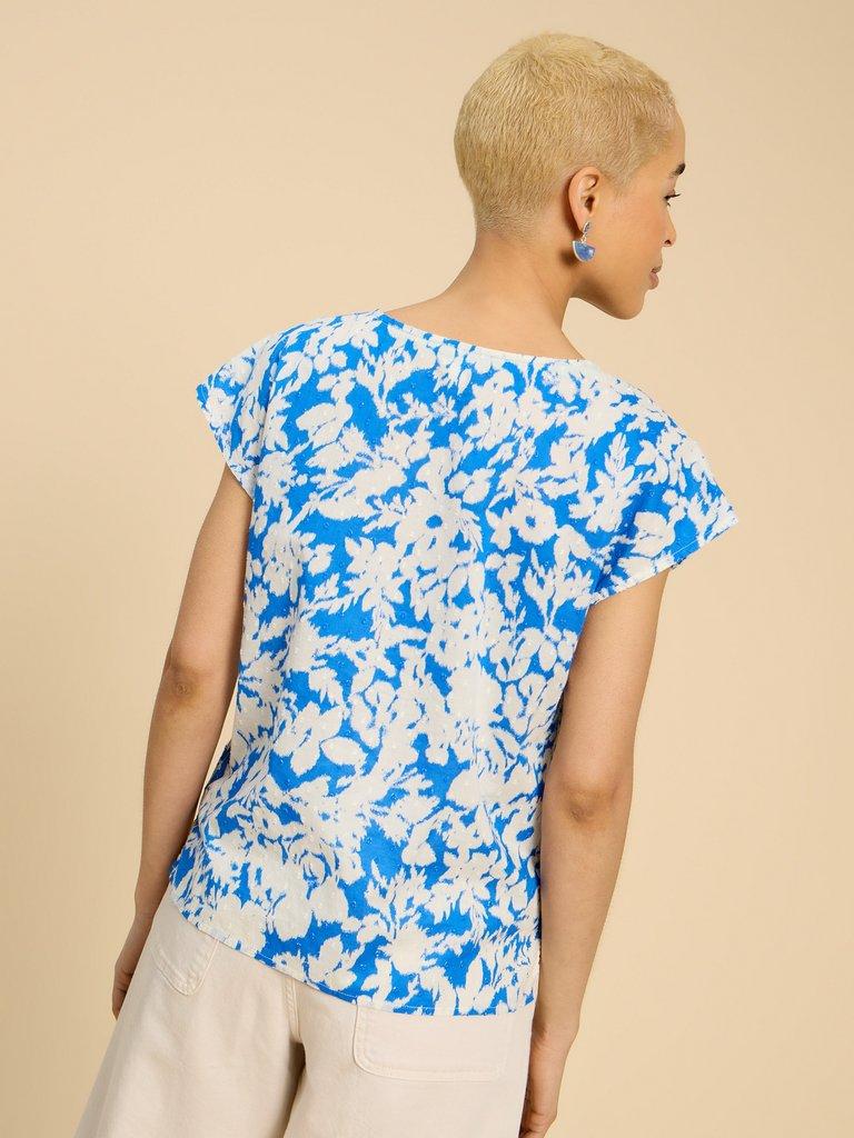Rae Organic Cotton Vest in BLUE MLT - MODEL BACK