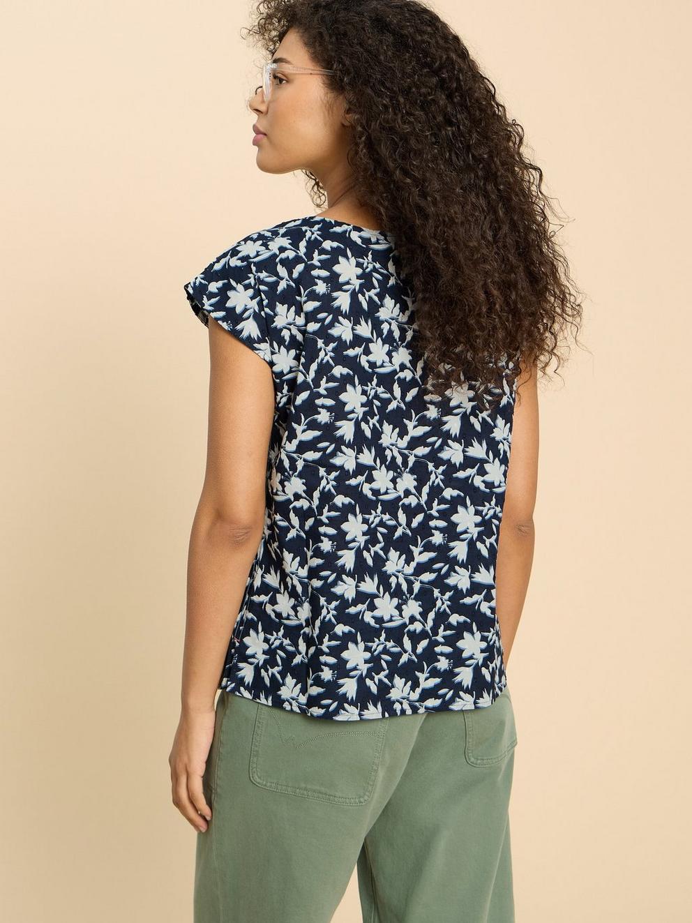 Rae Organic Cotton Vest in NAVY PR - MODEL BACK