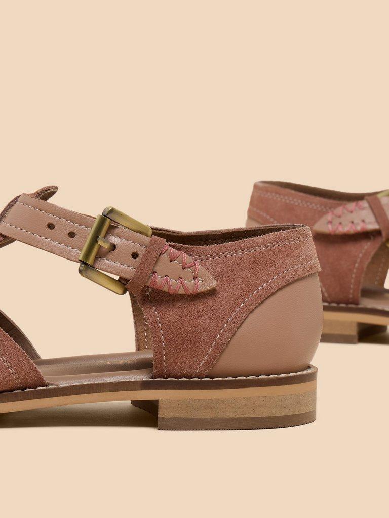 Floral Leather Fisherman Shoe in LGT PINK - FLAT BACK