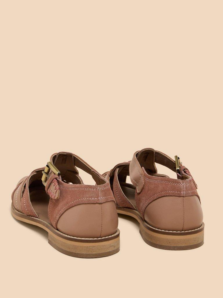 Floral Leather Fisherman Shoe in LGT PINK - FLAT DETAIL