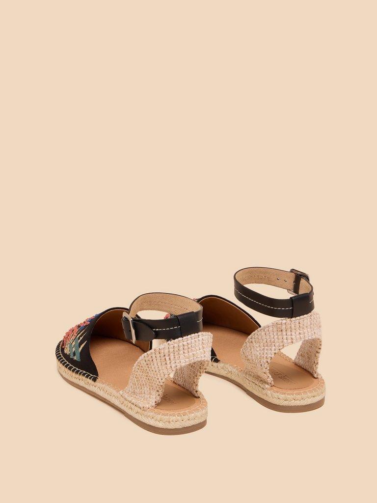 Honeysuckle Leaf Espadrille in BLK MLT - FLAT DETAIL