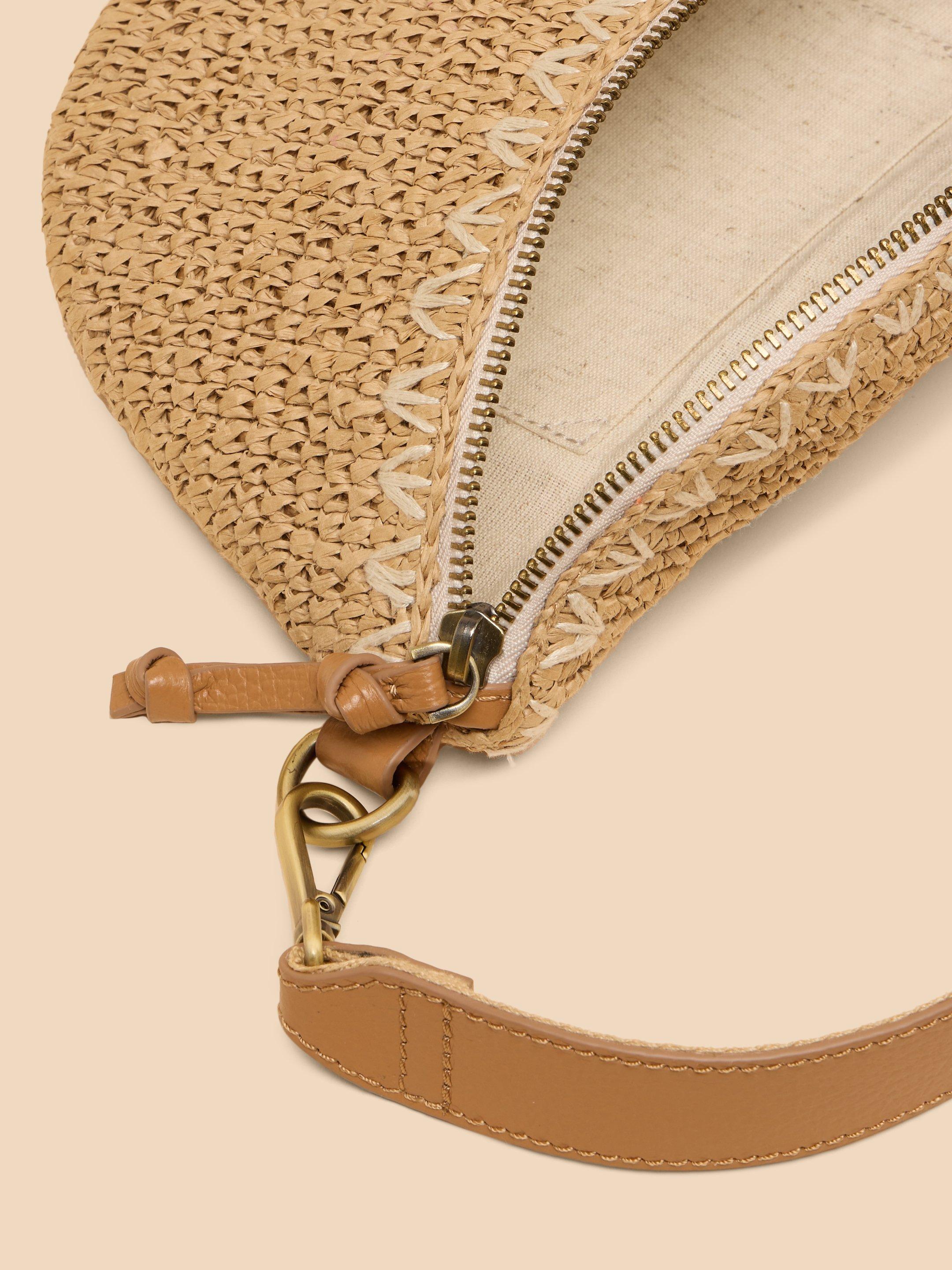 Sebby Mini Raffia Sling Bag in LGT NAT - FLAT DETAIL