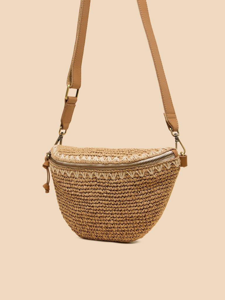 Sebby Mini Raffia Sling Bag in LGT NAT - FLAT FRONT