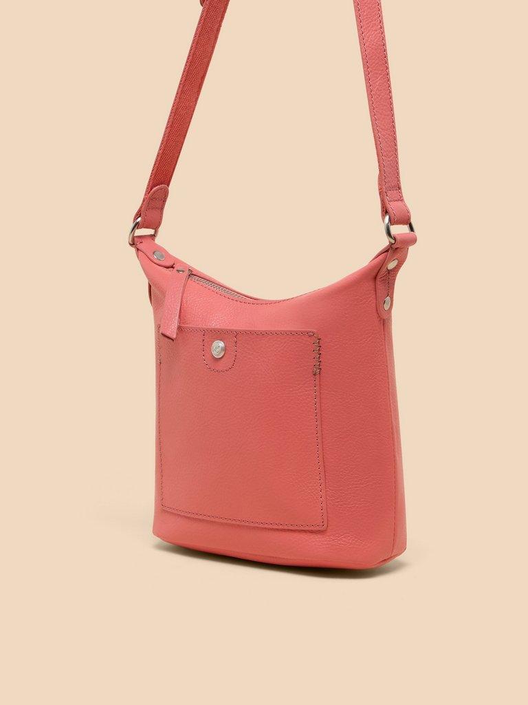 Mini Leather Fern Crossbody Bag in MID CORAL - FLAT FRONT