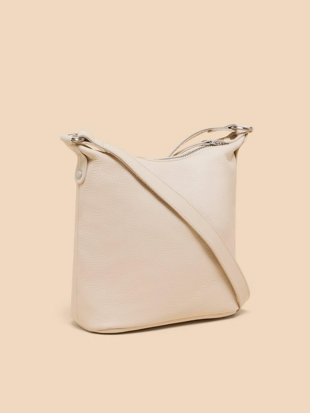 Mini Leather Fern Crossbody Bag in PALE IVORY - FLAT BACK